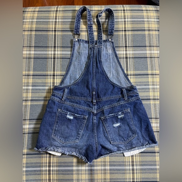 KanCan Distressed Short Overalls Size M Medium Wash - Picture 5 of 8